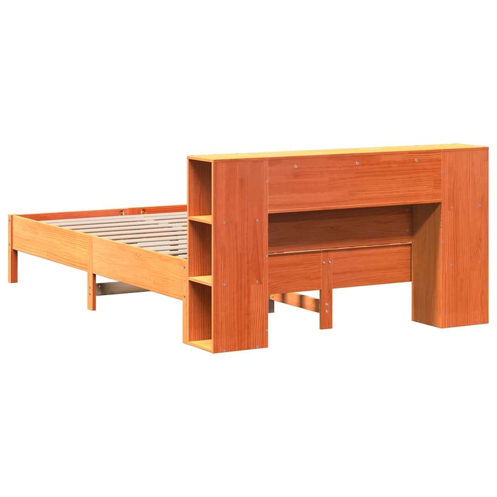 seng med reol uden madras 135x190cm massivt fyrretræ gyldenbrun