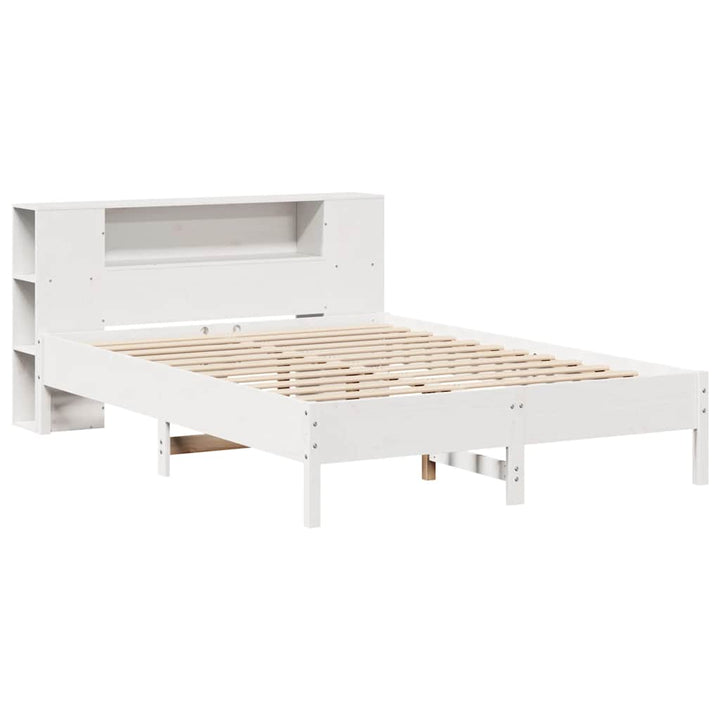 seng med reol uden madras 120x190 cm massivt fyrretræ hvid