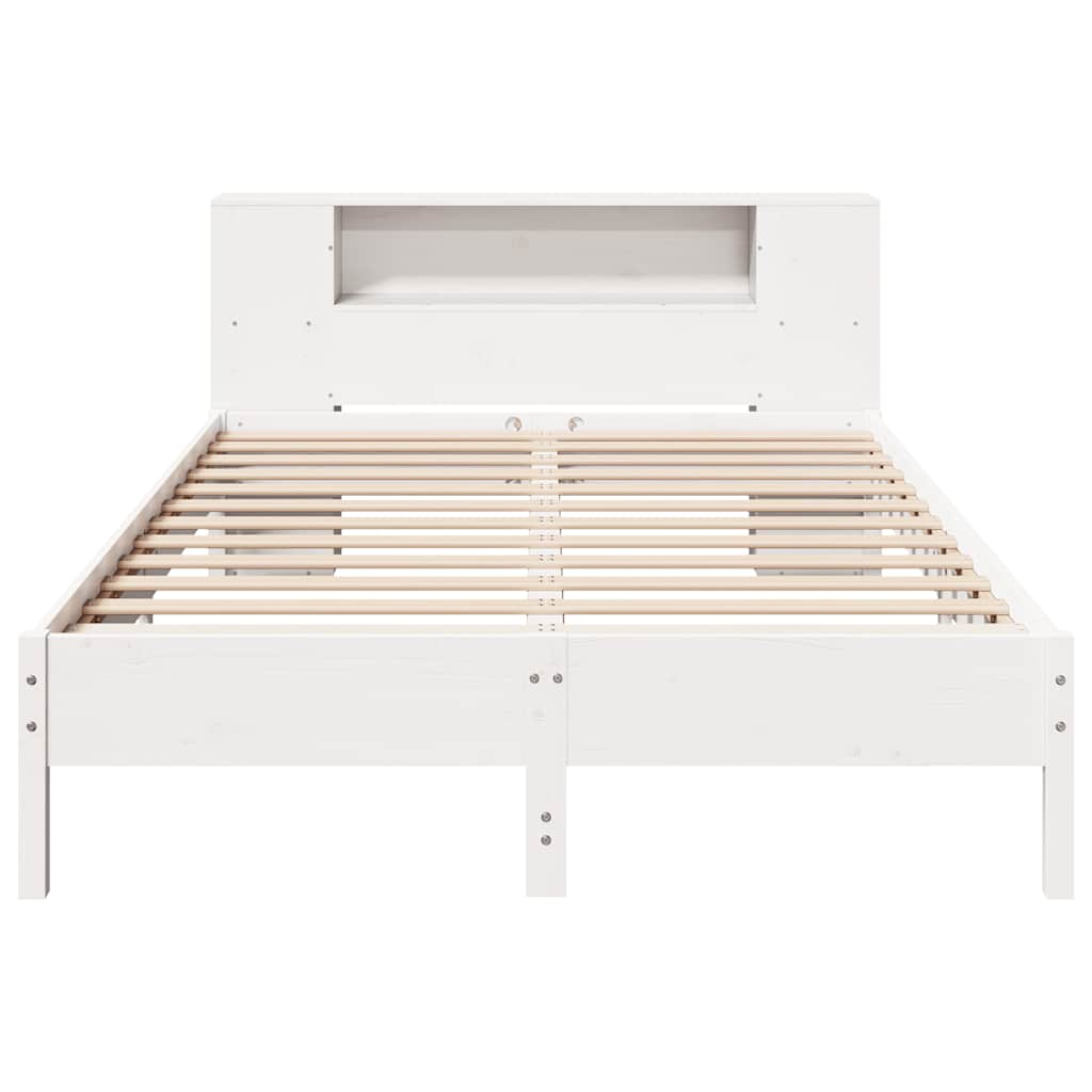 seng med reol uden madras 120x190 cm massivt fyrretræ hvid