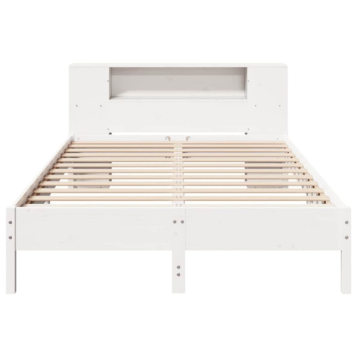 seng med reol uden madras 120x190 cm massivt fyrretræ hvid