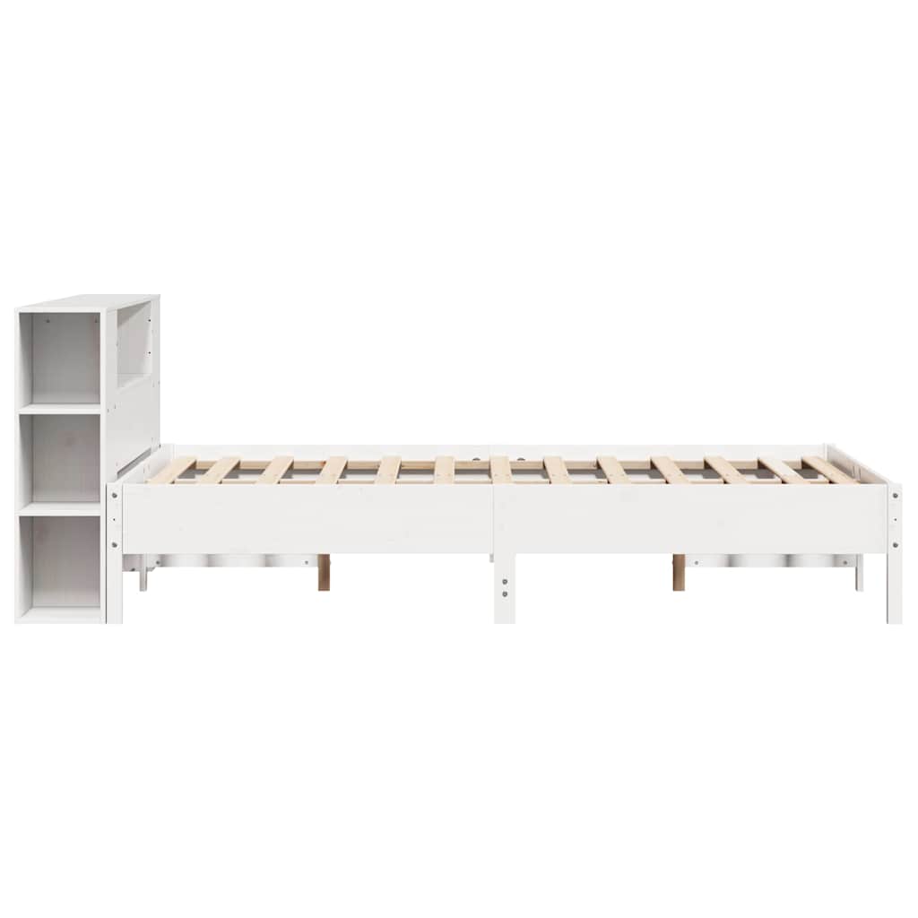 seng med reol uden madras 120x190 cm massivt fyrretræ hvid