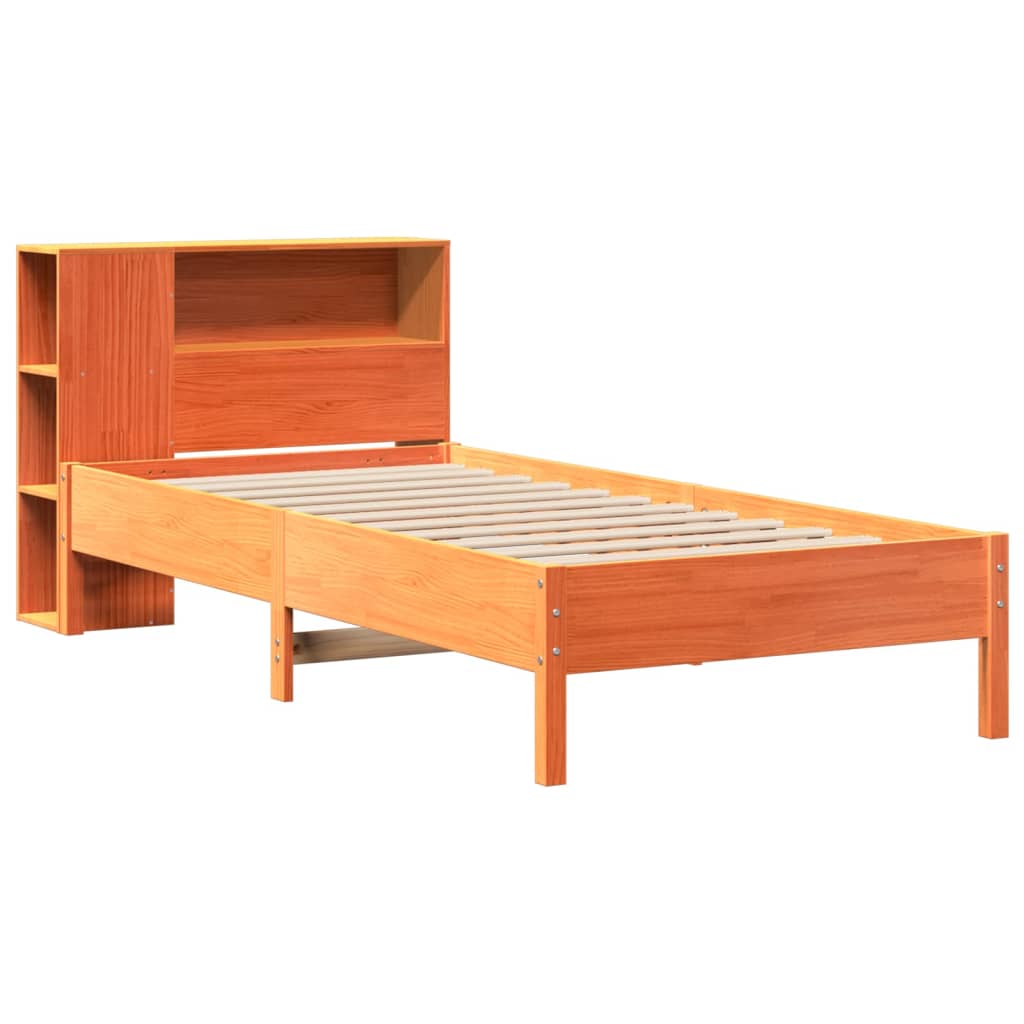 seng med reol uden madras 100x200cm massivt fyrretræ gyldenbrun