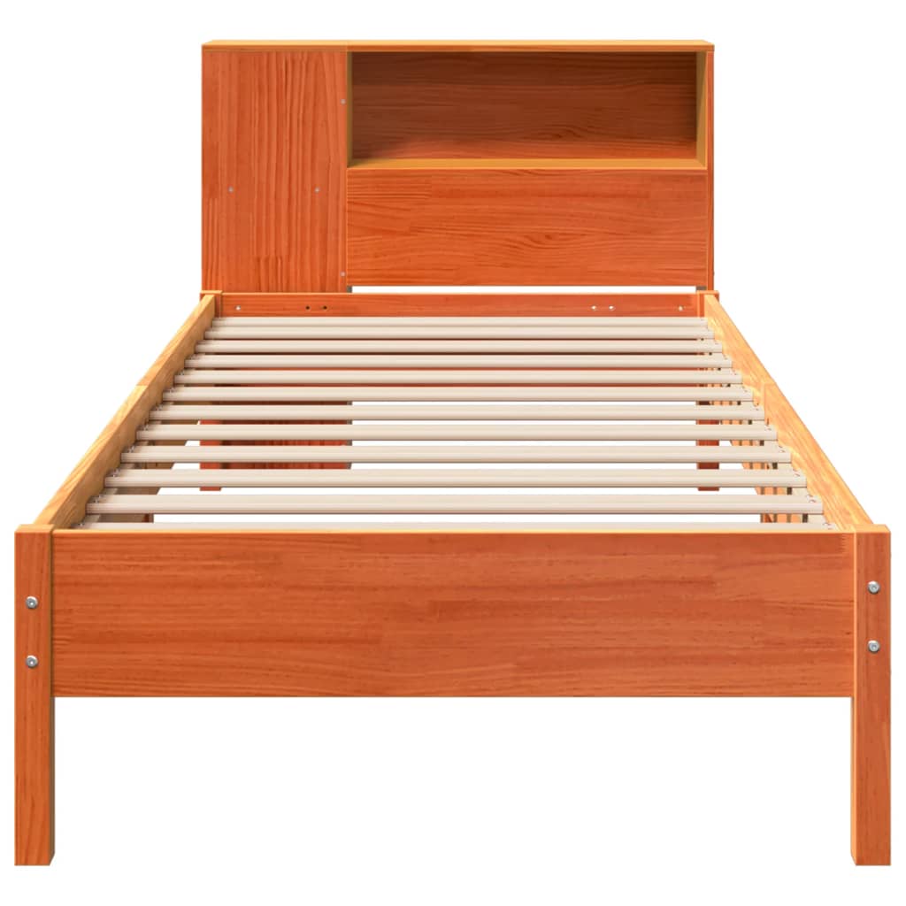 seng med reol uden madras 100x200cm massivt fyrretræ gyldenbrun