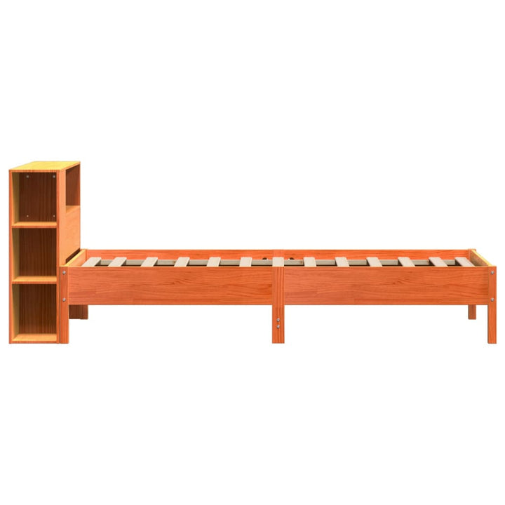 seng med reol uden madras 100x200cm massivt fyrretræ gyldenbrun