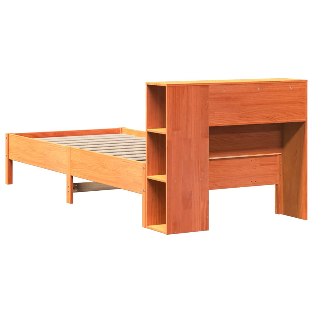 seng med reol uden madras 100x200cm massivt fyrretræ gyldenbrun