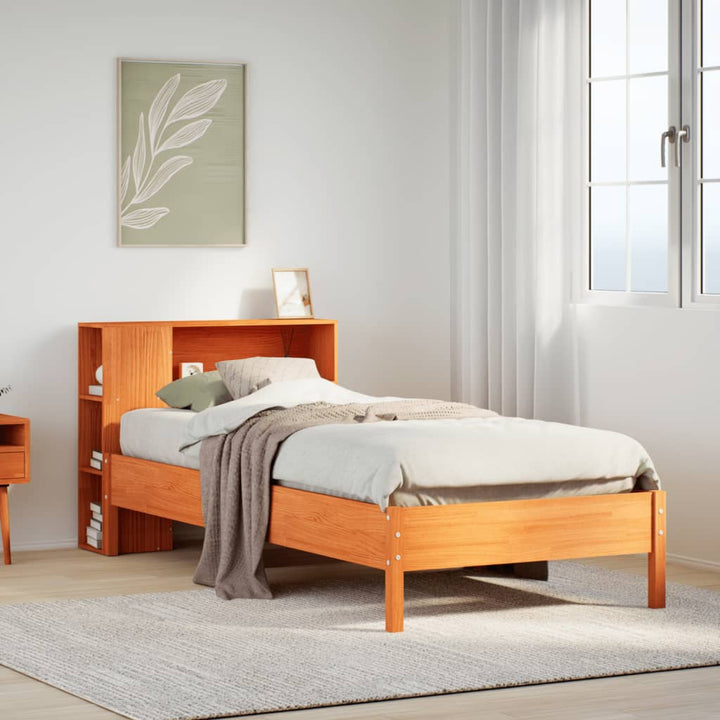 seng med reol uden madras 100x200cm massivt fyrretræ gyldenbrun