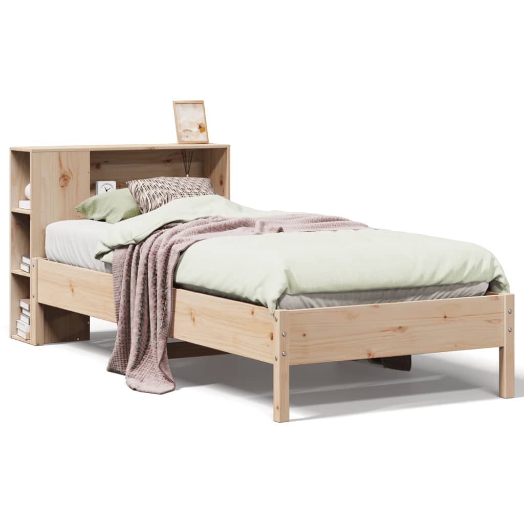seng med reol uden madras 75x190 cm massivt fyrretræ