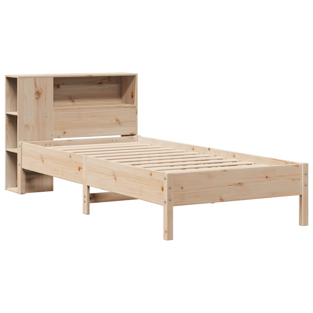 seng med reol uden madras 75x190 cm massivt fyrretræ