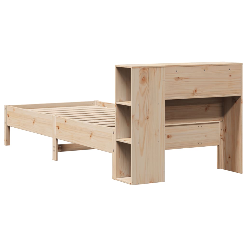 seng med reol uden madras 75x190 cm massivt fyrretræ