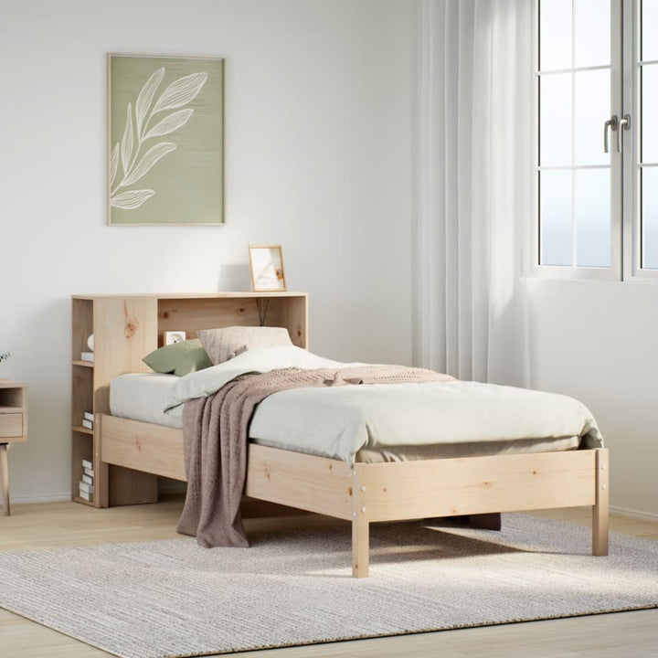 seng med reol uden madras 75x190 cm massivt fyrretræ