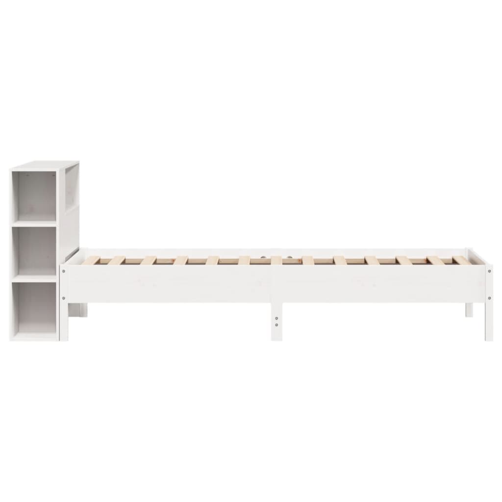 seng med reol uden madras 75x190 cm massivt fyrretræ hvid
