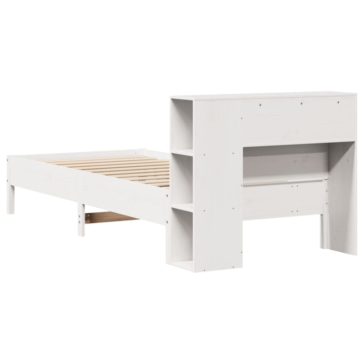 seng med reol uden madras 75x190 cm massivt fyrretræ hvid