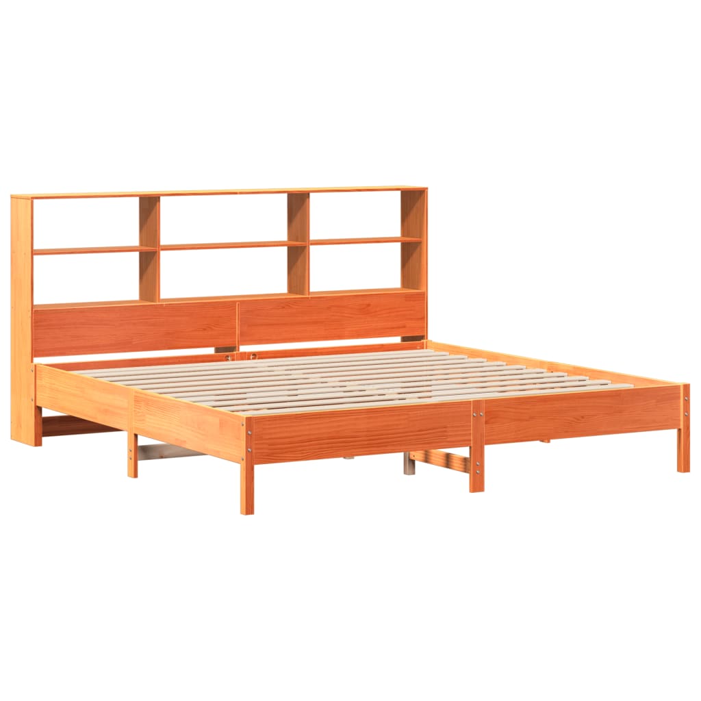 seng med reol uden madras 200x200cm massivt fyrretræ gyldenbrun