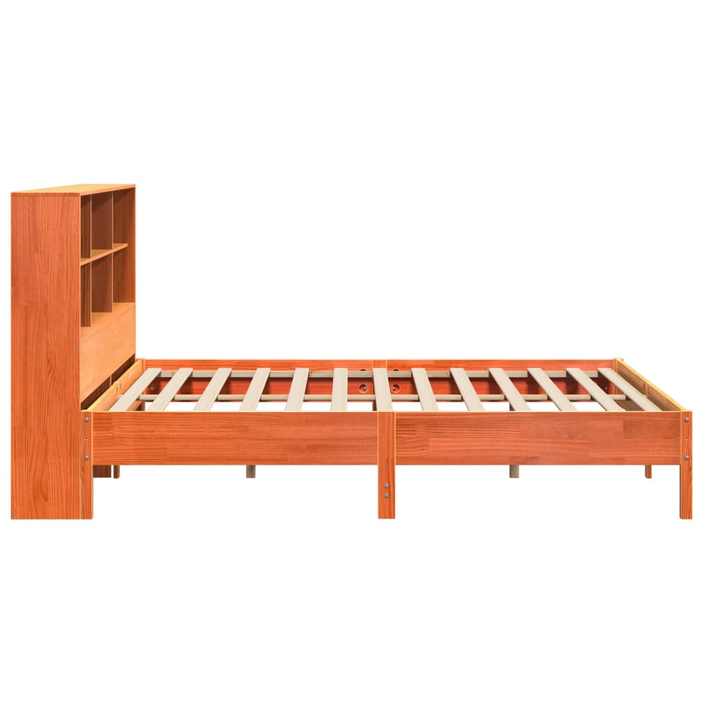 seng med reol uden madras 200x200cm massivt fyrretræ gyldenbrun