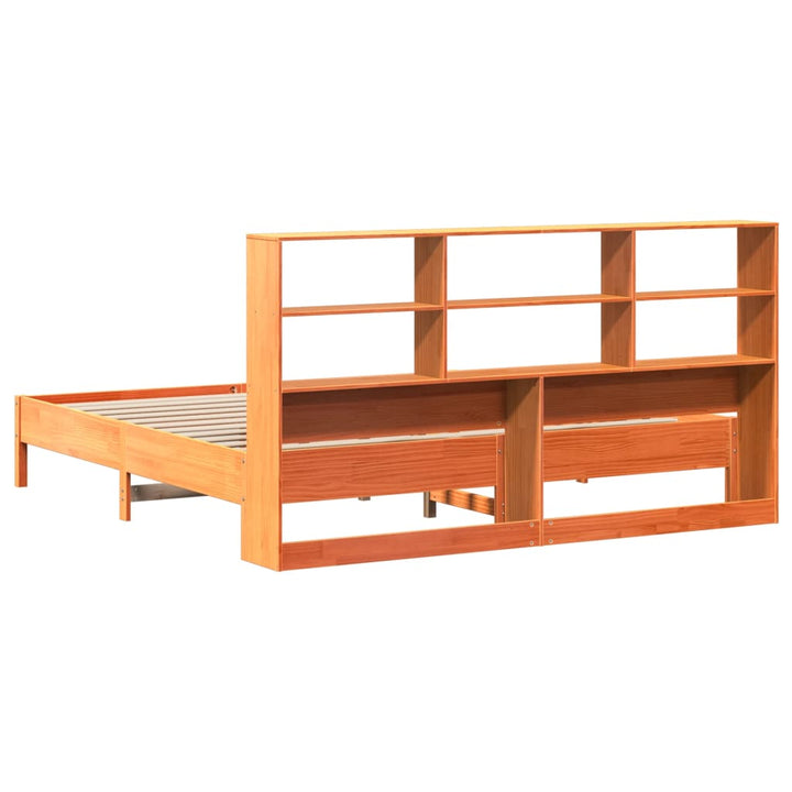 seng med reol uden madras 200x200cm massivt fyrretræ gyldenbrun