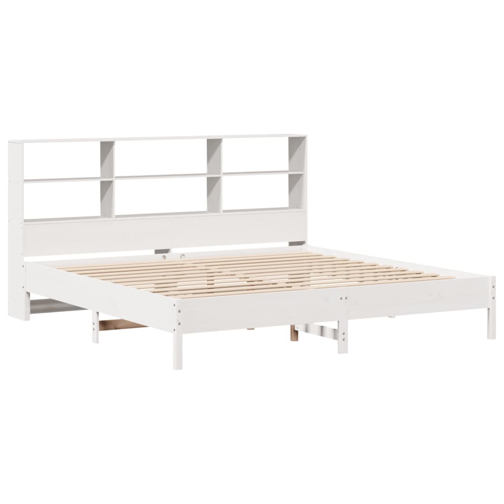 seng med reol uden madras 180x200 cm massivt fyrretræ hvid