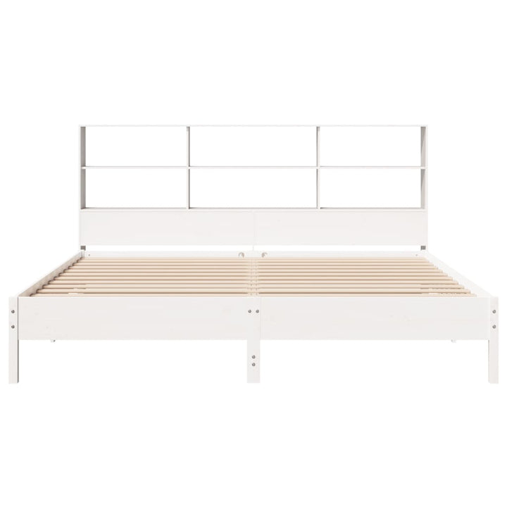 seng med reol uden madras 180x200 cm massivt fyrretræ hvid