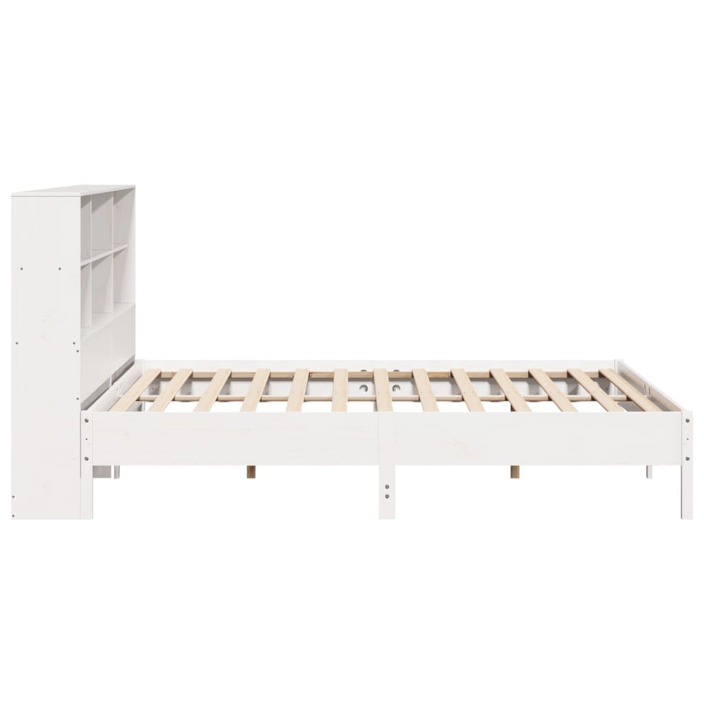 seng med reol uden madras 180x200 cm massivt fyrretræ hvid