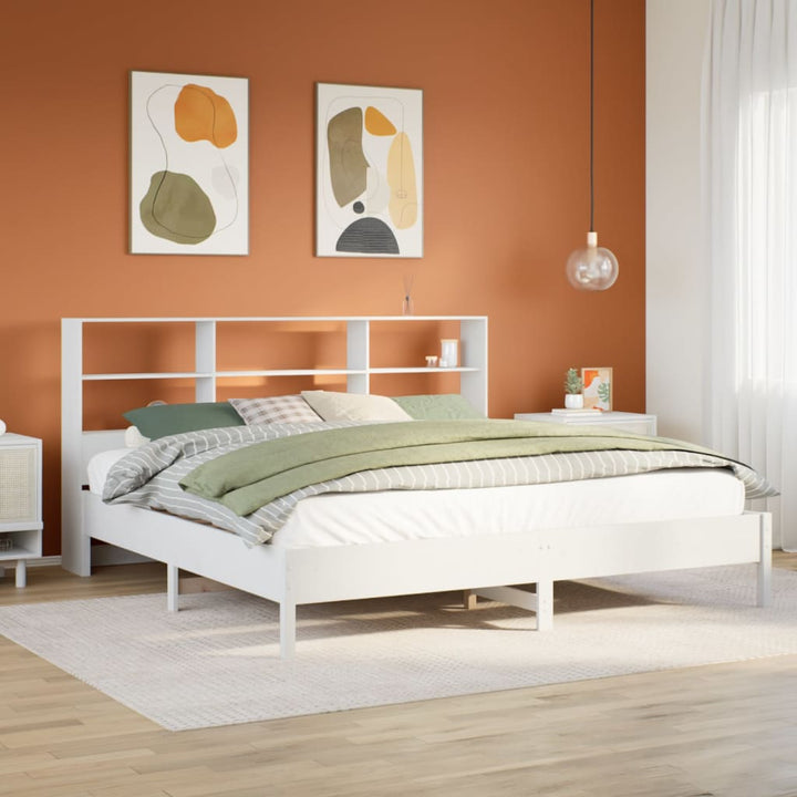 seng med reol uden madras 180x200 cm massivt fyrretræ hvid
