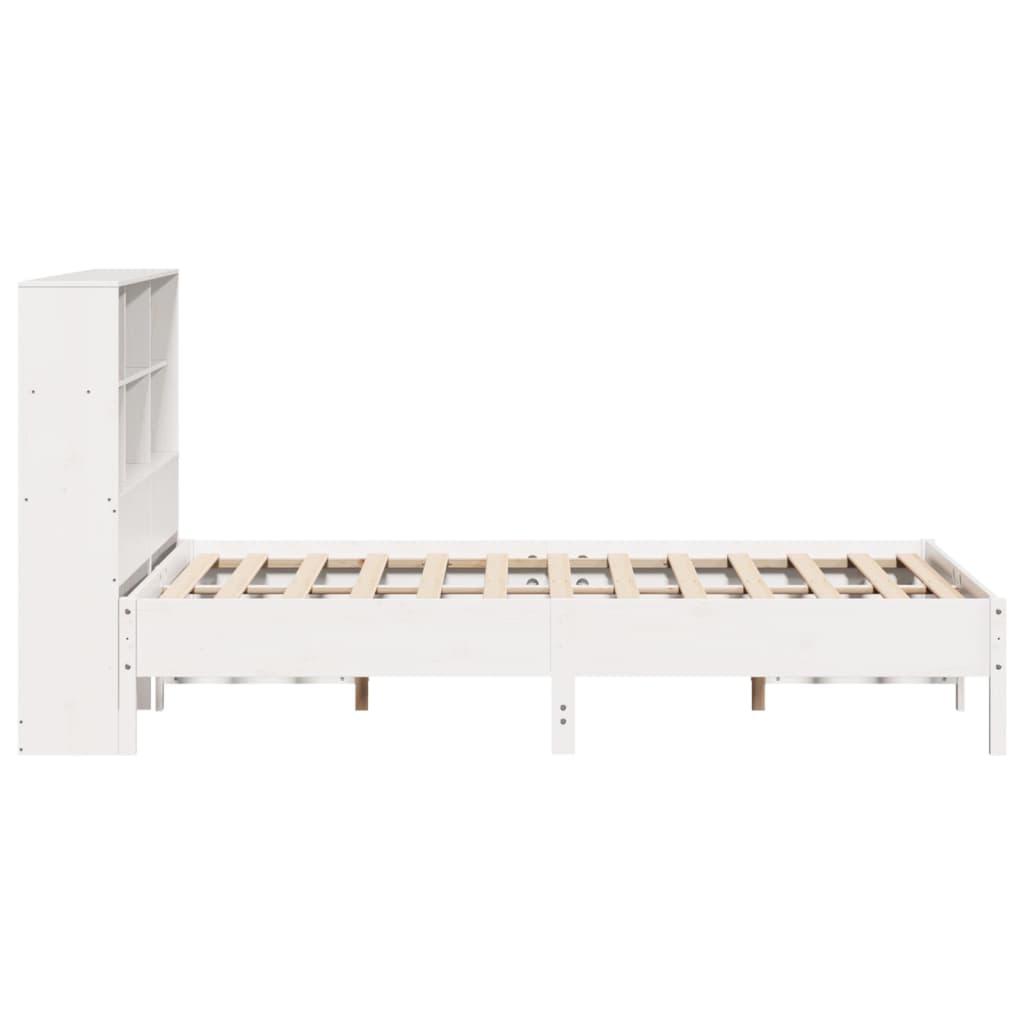 seng med reol uden madras 160x200 cm massivt fyrretræ hvid