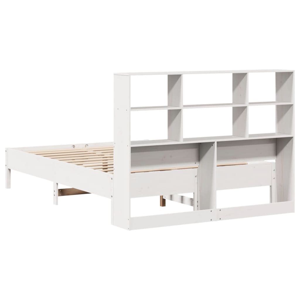 seng med reol uden madras 160x200 cm massivt fyrretræ hvid