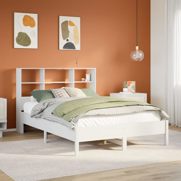 seng med reol uden madras 160x200 cm massivt fyrretræ hvid