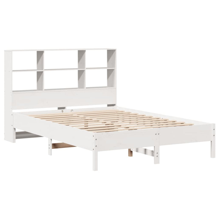 seng med reol uden madras 140x200 cm massivt fyrretræ hvid