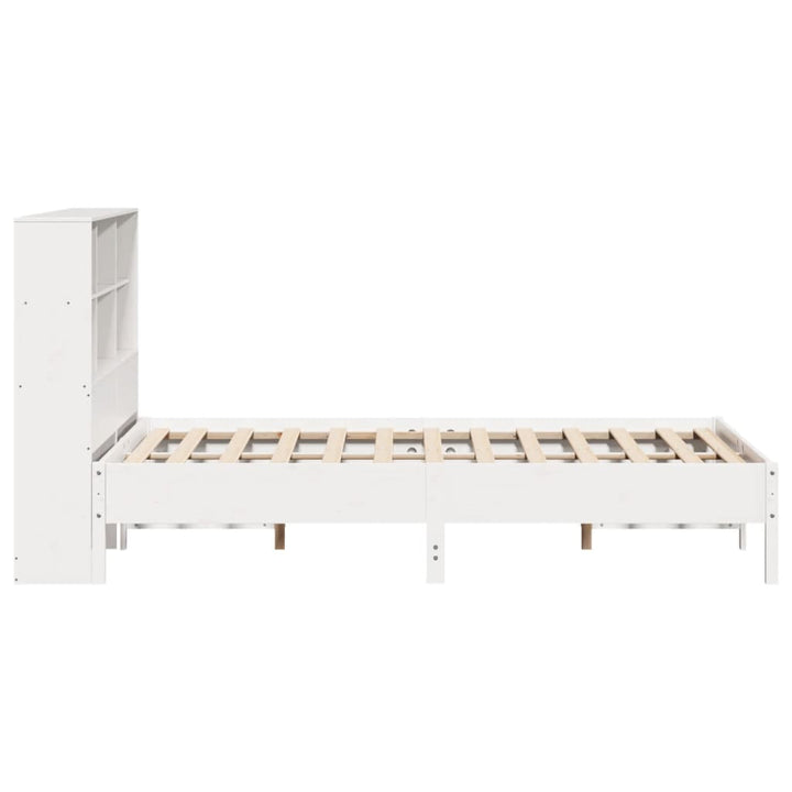 seng med reol uden madras 140x200 cm massivt fyrretræ hvid