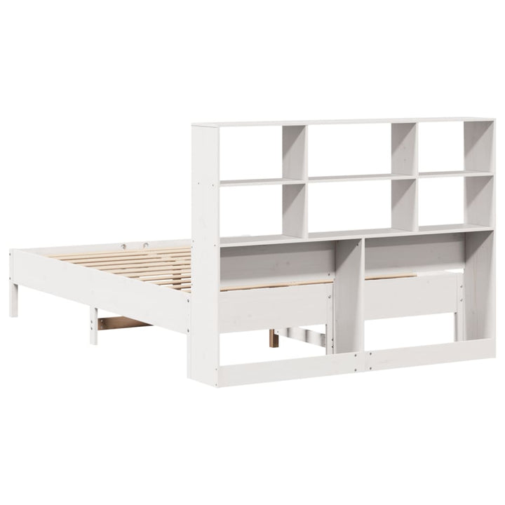 seng med reol uden madras 140x200 cm massivt fyrretræ hvid