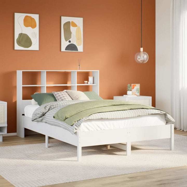 seng med reol uden madras 140x200 cm massivt fyrretræ hvid