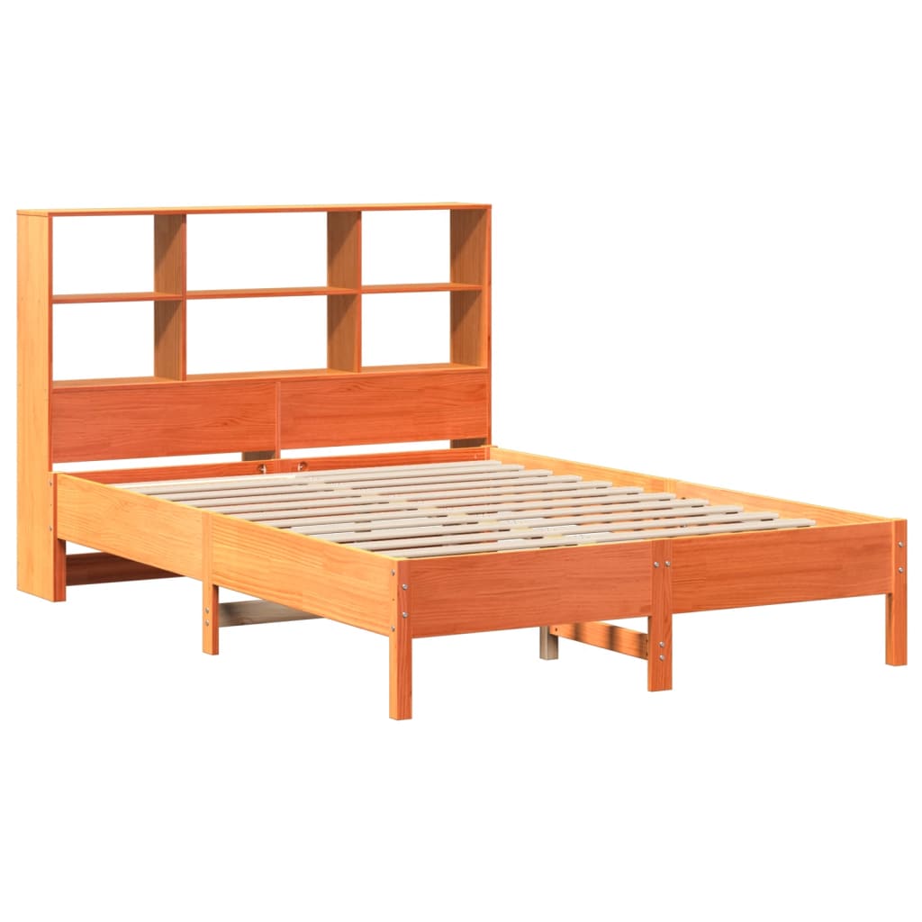 seng med reol uden madras 120x200cm massivt fyrretræ gyldenbrun