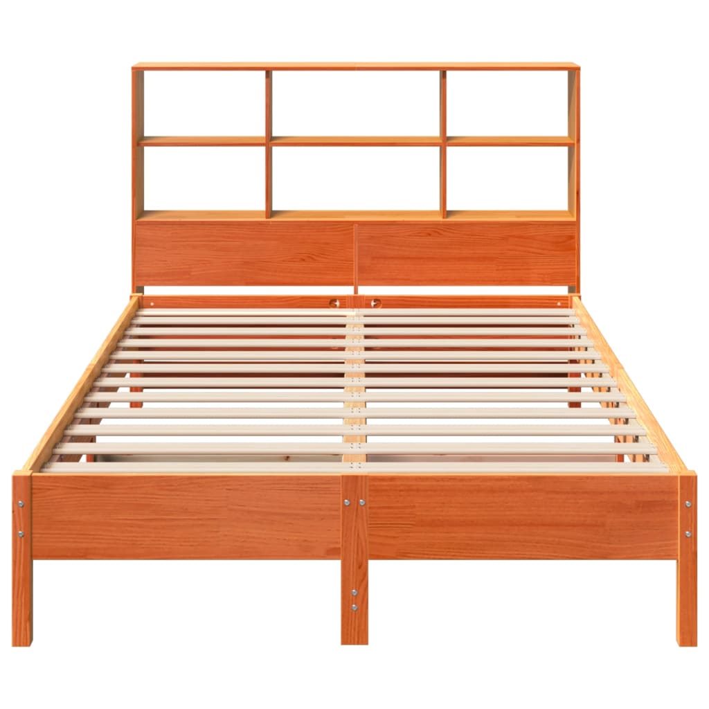 seng med reol uden madras 120x200cm massivt fyrretræ gyldenbrun