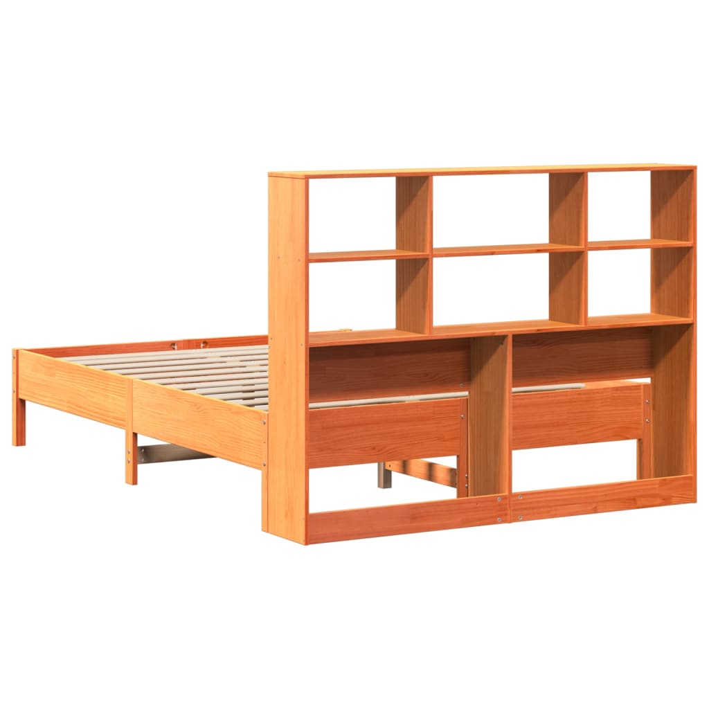 seng med reol uden madras 120x200cm massivt fyrretræ gyldenbrun