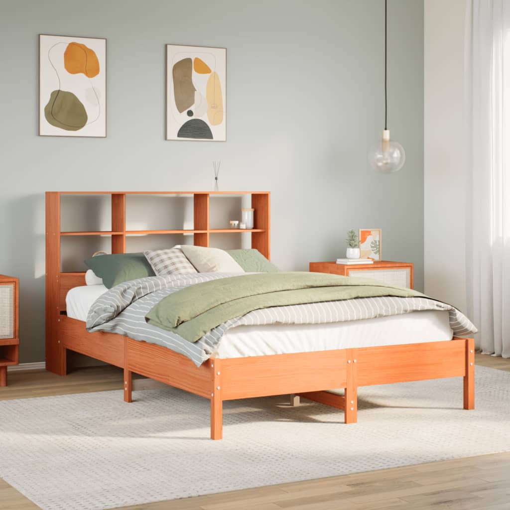 seng med reol uden madras 120x200cm massivt fyrretræ gyldenbrun