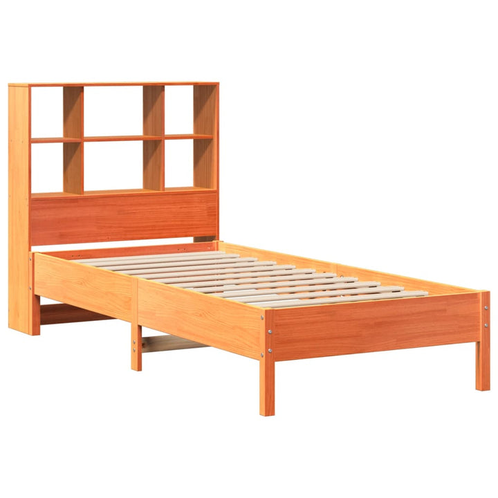 seng med reol uden madras 75x190 cm massivt fyrretræ gyldenbrun