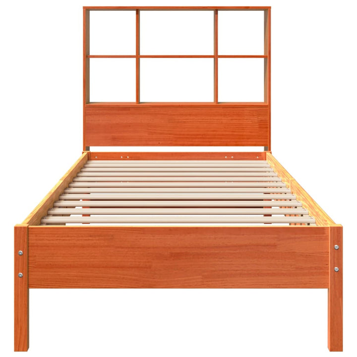 seng med reol uden madras 75x190 cm massivt fyrretræ gyldenbrun