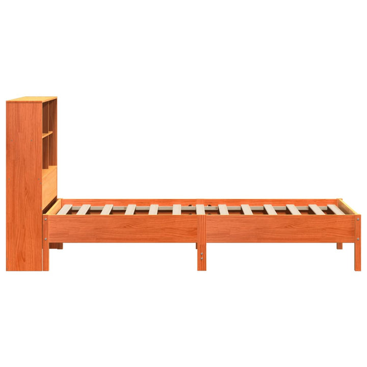 seng med reol uden madras 75x190 cm massivt fyrretræ gyldenbrun