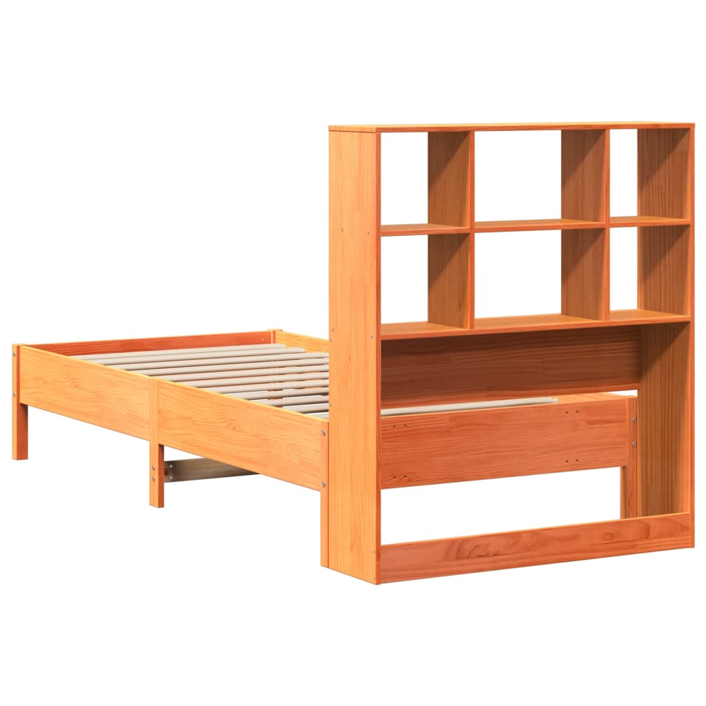seng med reol uden madras 75x190 cm massivt fyrretræ gyldenbrun