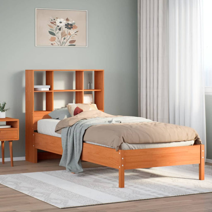 seng med reol uden madras 75x190 cm massivt fyrretræ gyldenbrun