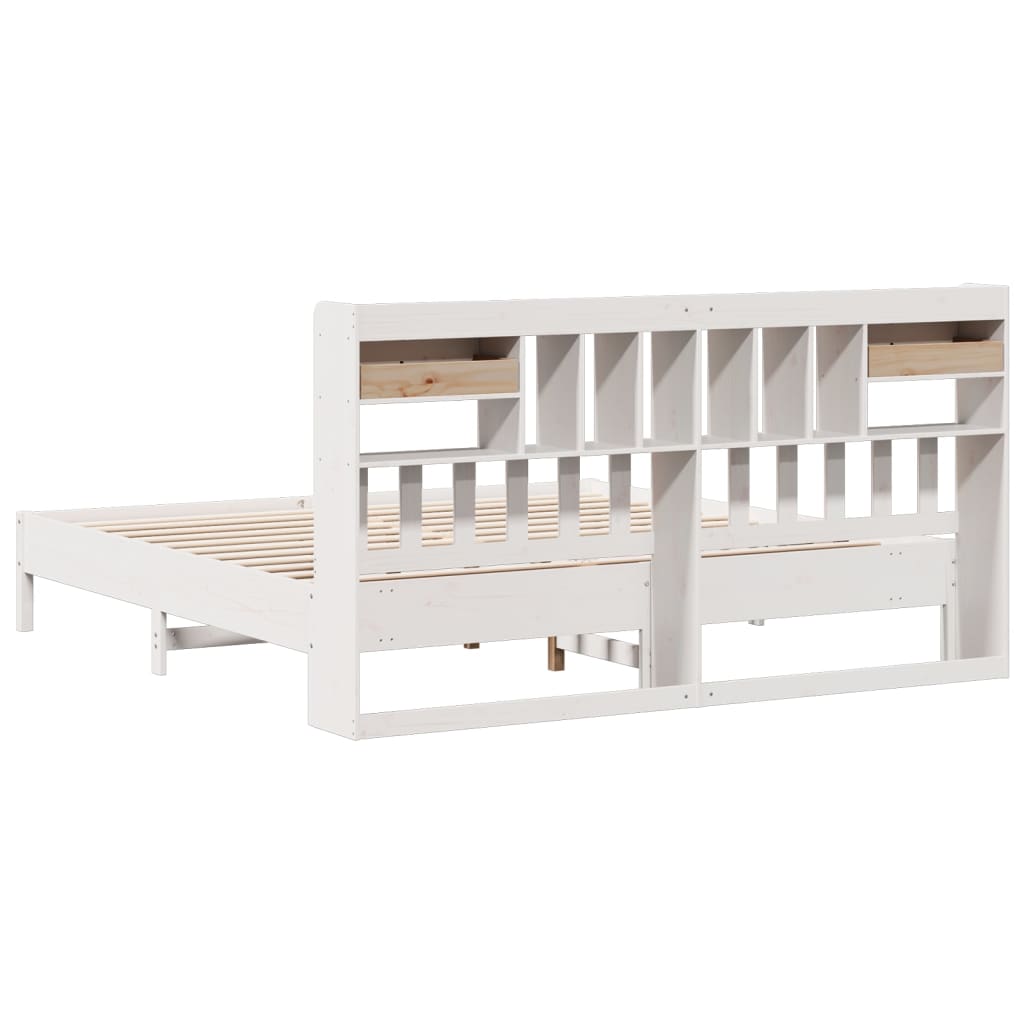 seng med reol uden madras 180x200 cm massivt fyrretræ hvid