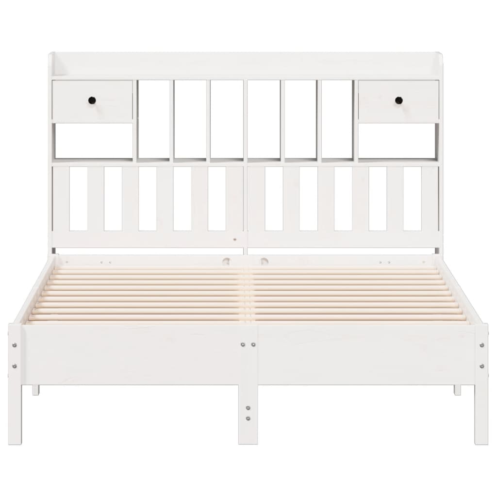 seng med reol uden madras 160x200 cm massivt fyrretræ hvid
