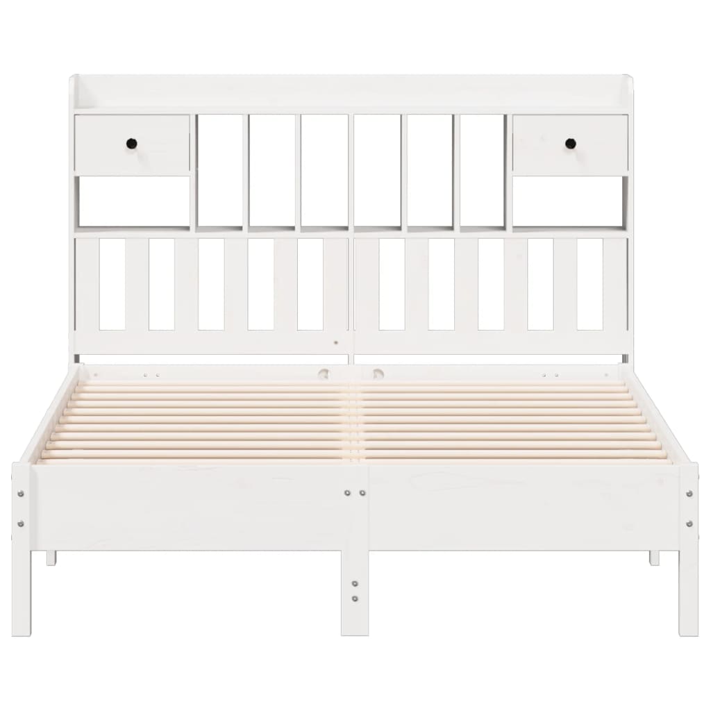 seng med reol uden madras 150x200 cm massivt fyrretræ hvid