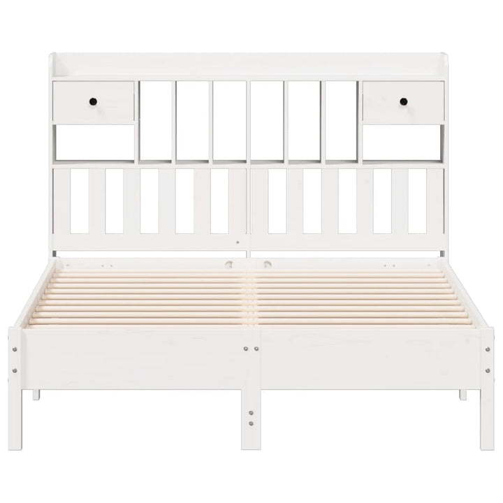 seng med reol uden madras 150x200 cm massivt fyrretræ hvid