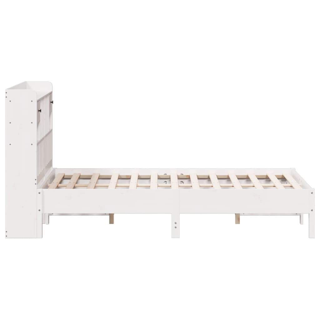 seng med reol uden madras 150x200 cm massivt fyrretræ hvid