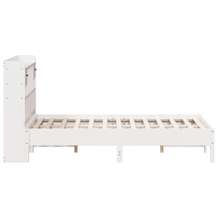 seng med reol uden madras 150x200 cm massivt fyrretræ hvid