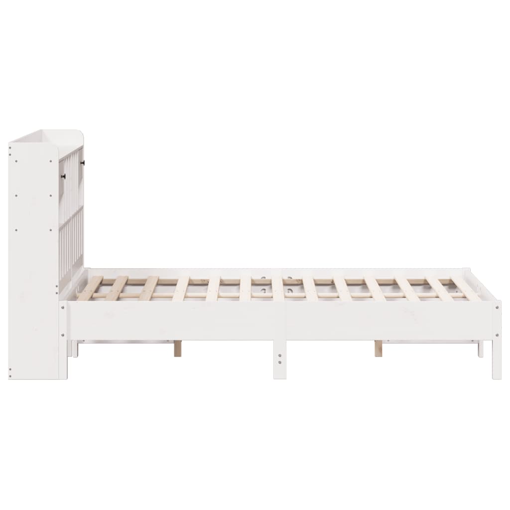 seng med reol uden madras 140x200 cm massivt fyrretræ hvid