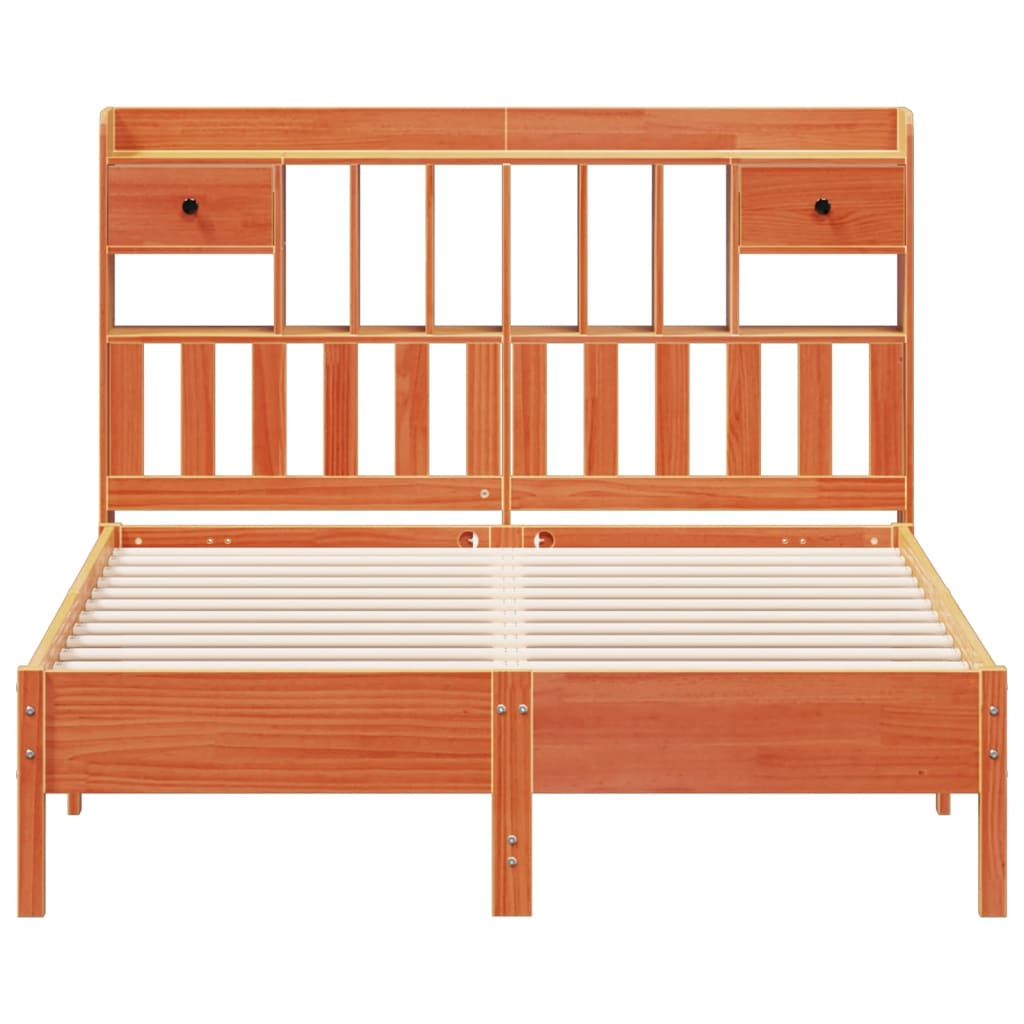 seng med reol uden madras 140x200cm massivt fyrretræ gyldenbrun