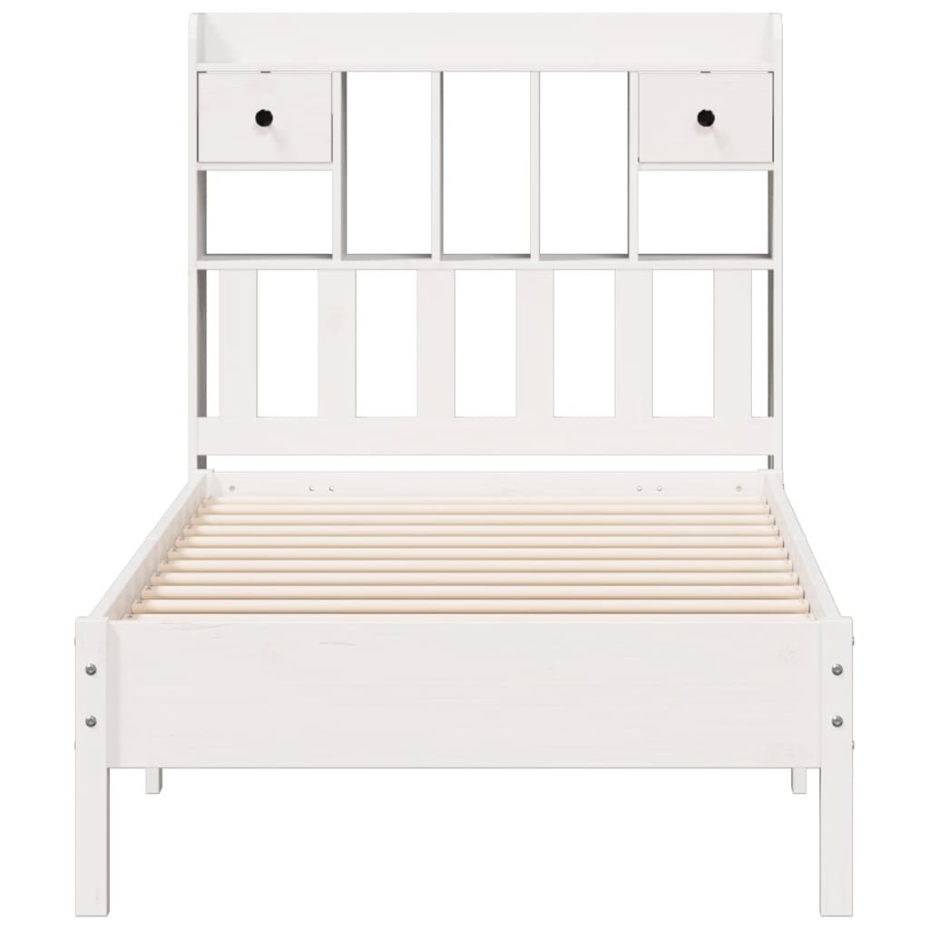 seng med reol uden madras 90x200 cm massivt fyrretræ hvid