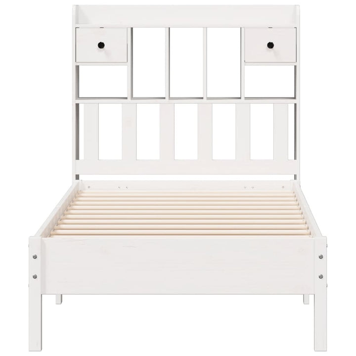 seng med reol uden madras 90x200 cm massivt fyrretræ hvid