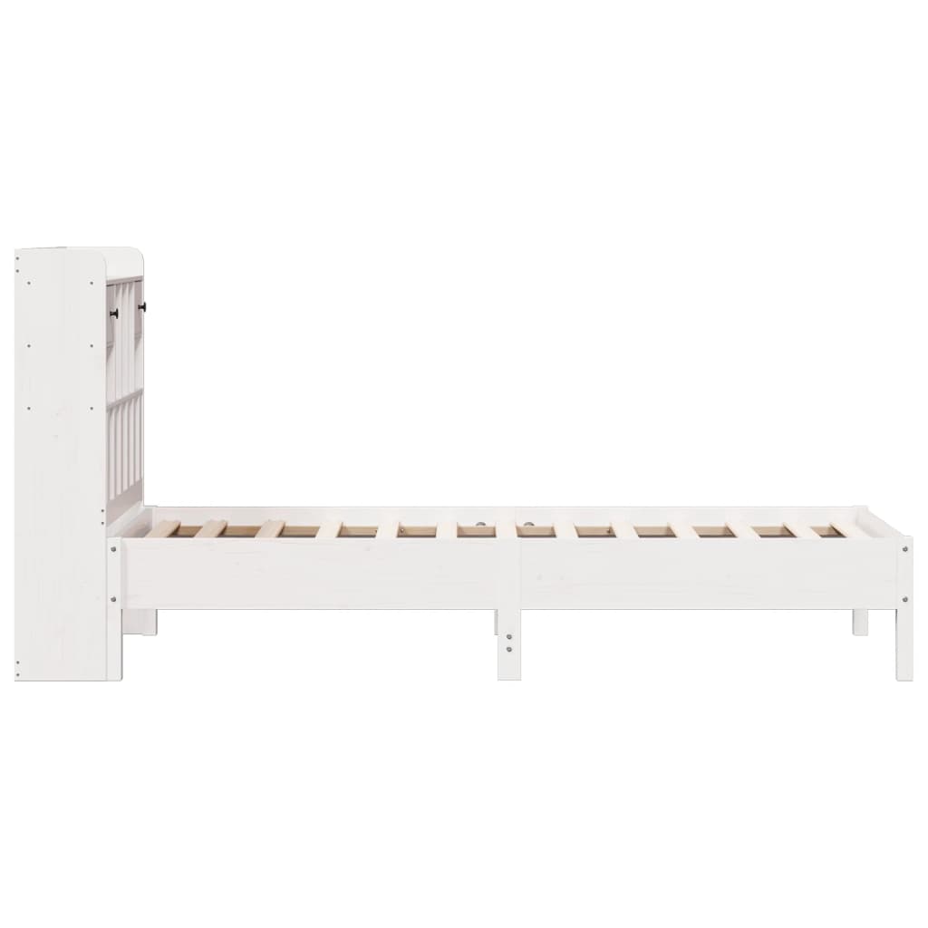 seng med reol uden madras 90x200 cm massivt fyrretræ hvid